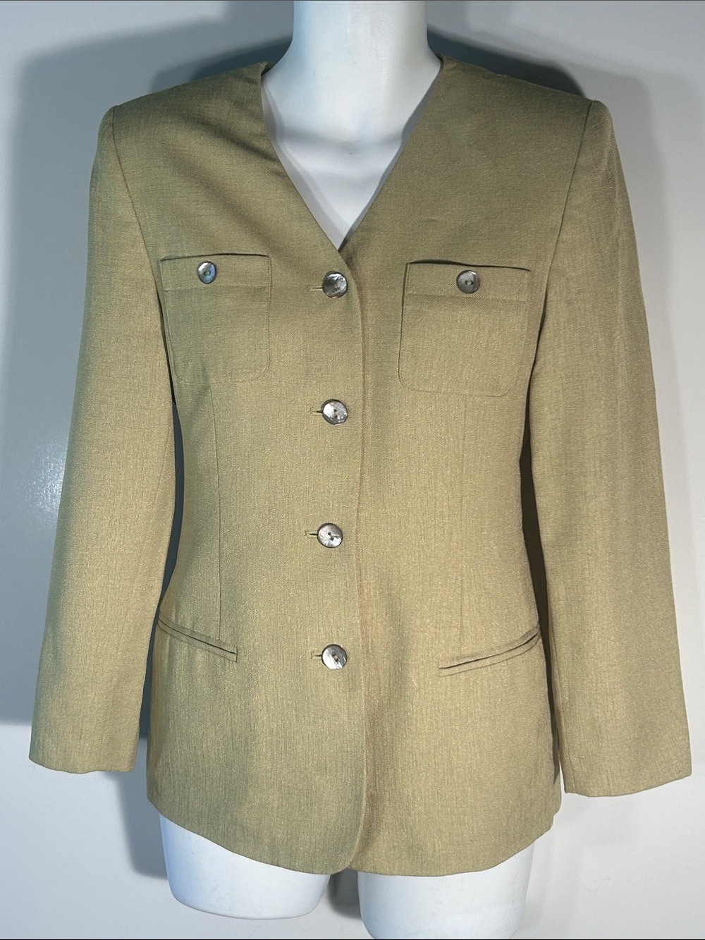 Amanda Smith Pear 4-Button Blazer Minimalist Staple Career Chic Parisian Old $